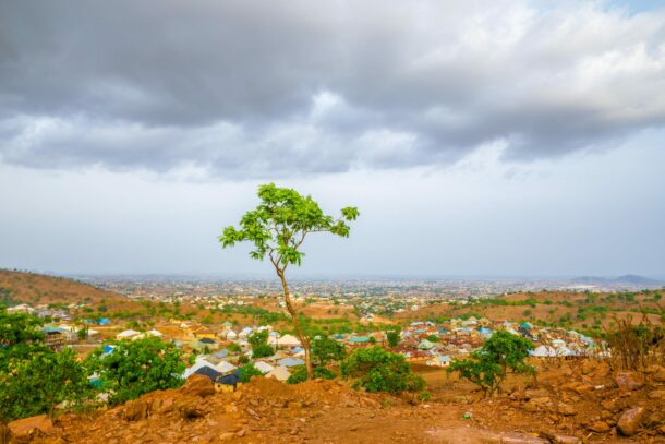 Landscape with a tree in front in Nigeria